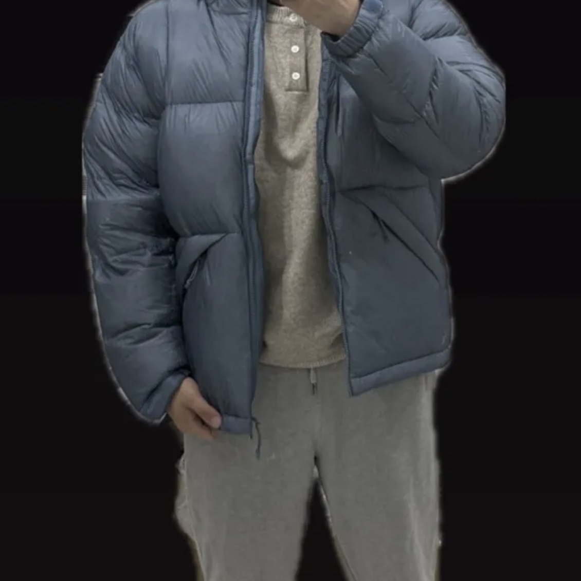 Black Yak Climbing Stone Master Down Jacket Urban Blue 착용 스타일