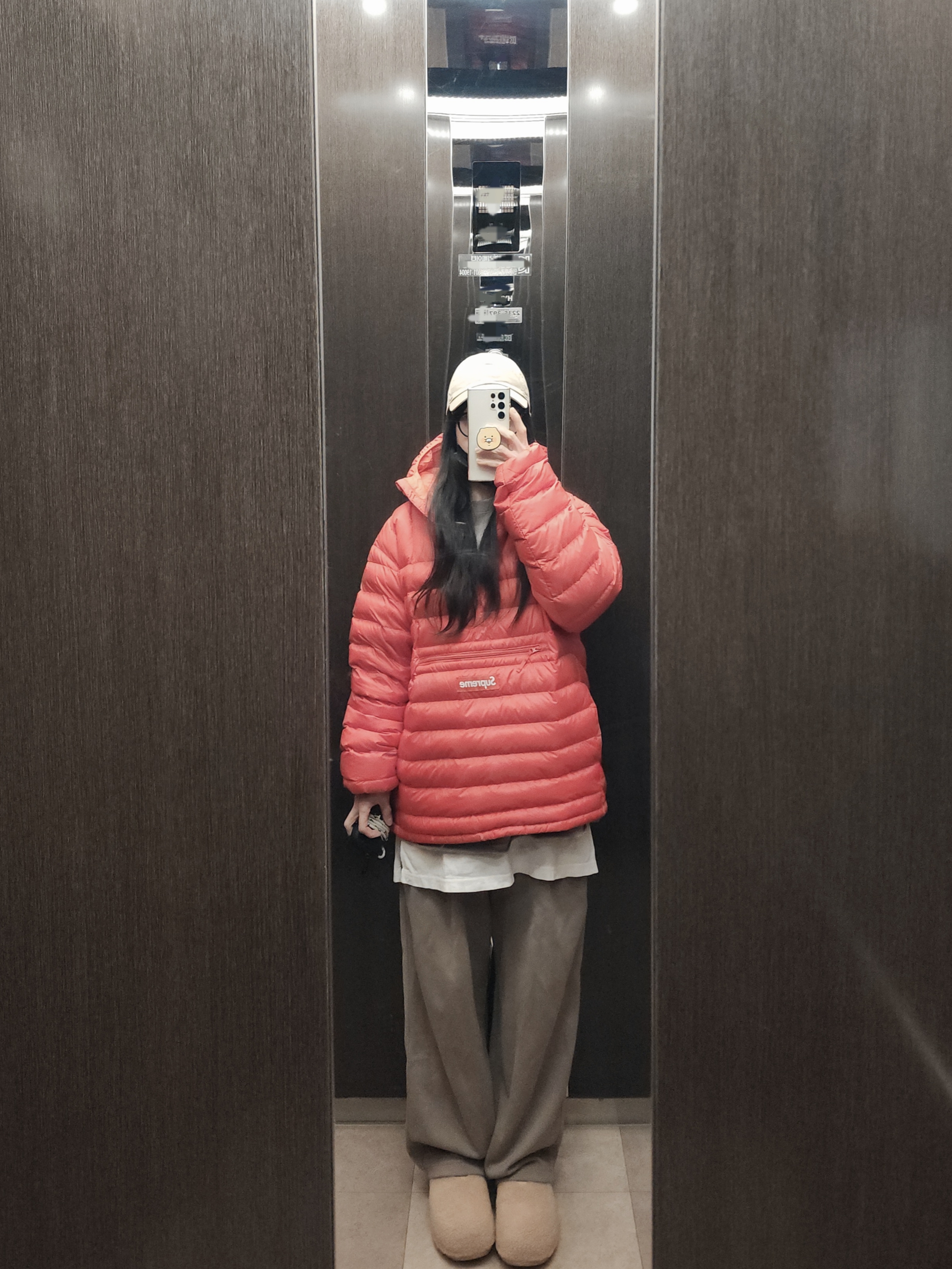(W) Adidas Adifom Stan Mule Magic Beige Alumina, Supreme Micro Down Half Zip Hooded Pullover Dark Orange - 24FW 착용 스타일