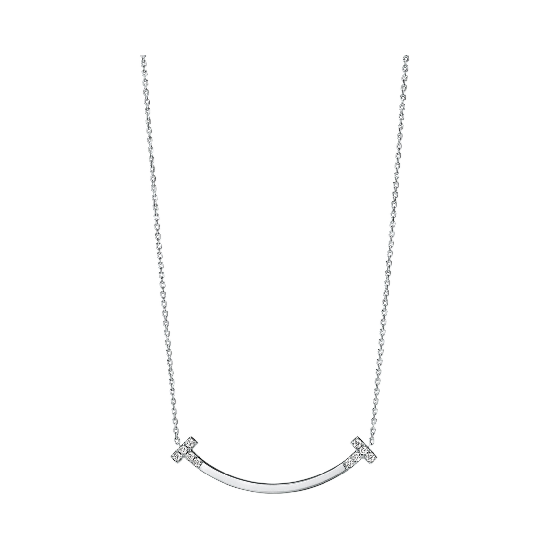 티파니 앤 코 T 스마일 미디엄 펜던트 18K 화이트 골드 다이아몬드(Tiffany & Co. Tiffany T Smile Medium Pendant 18K White Gold with Diamonds) - 1