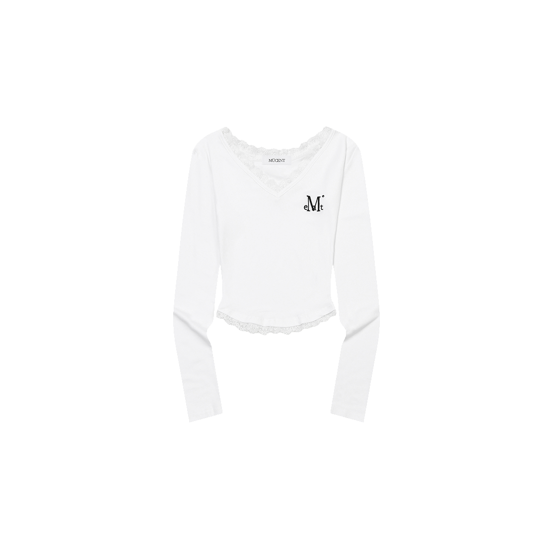 무센트 서니어 레이스 브이넥 긴팔 티 (3컬러) 화이트(MUCENT Sunnior Lace V-neck Long Sleeve T (3Color) White) - 1