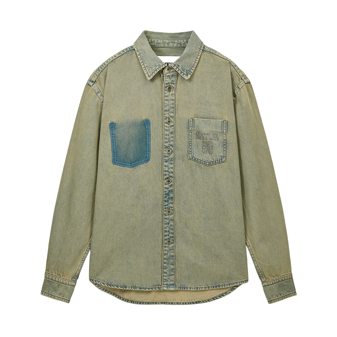 SA261UDH01YLW0 SATUR Washed Denim Shirt Yellow