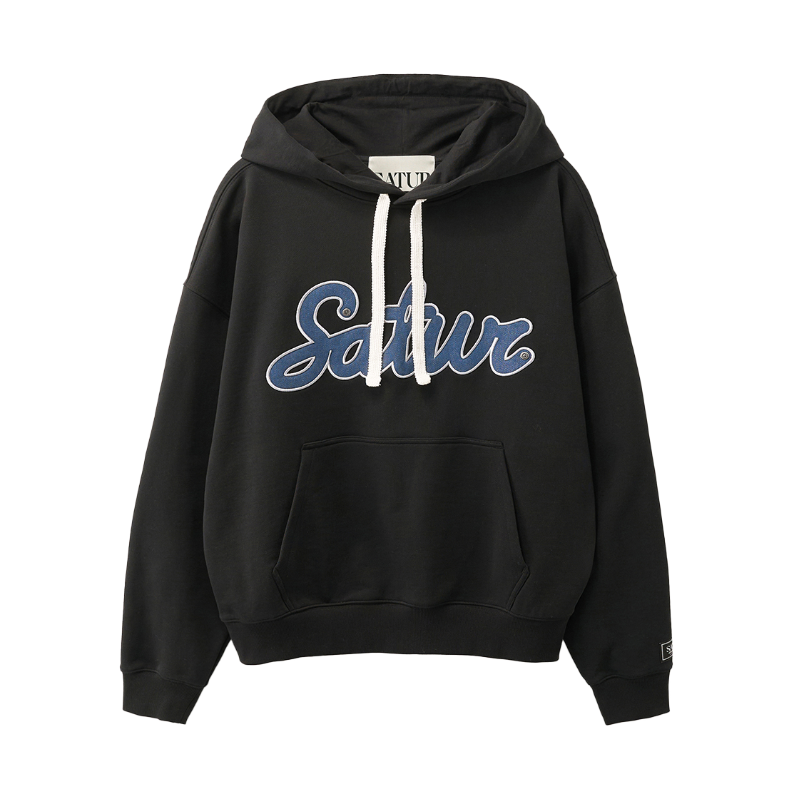 SA261UTH01BLK0 SATUR Lugo Denim Patch Hoodie Black