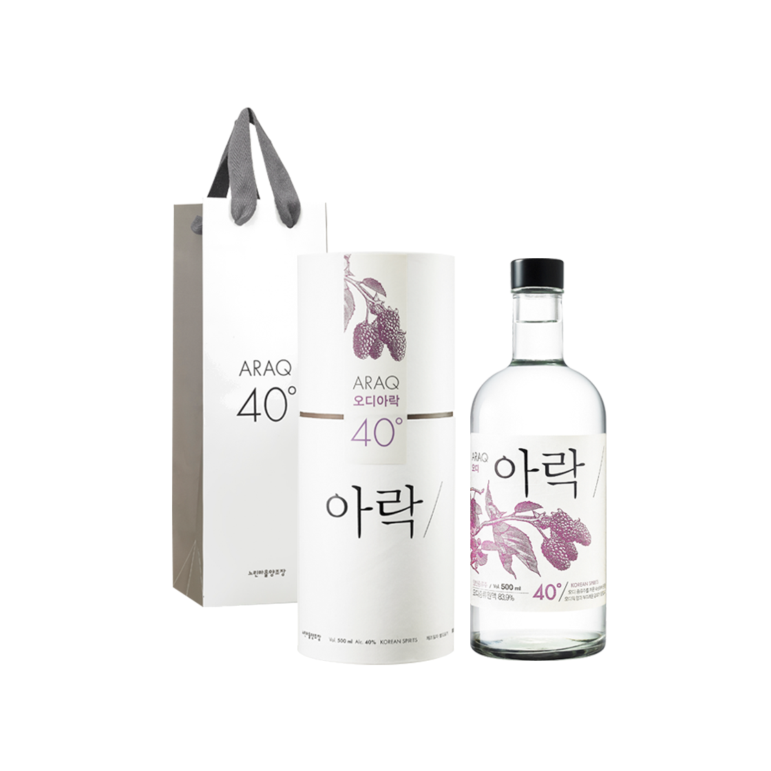 배상면주가 오디아락40 500ml (40%) 오디주 전통주 술 선물세트(BSM Brewery Odi-A-raq40 500ml Korean Mulberry Distilled Spirit Gift Box) - 1