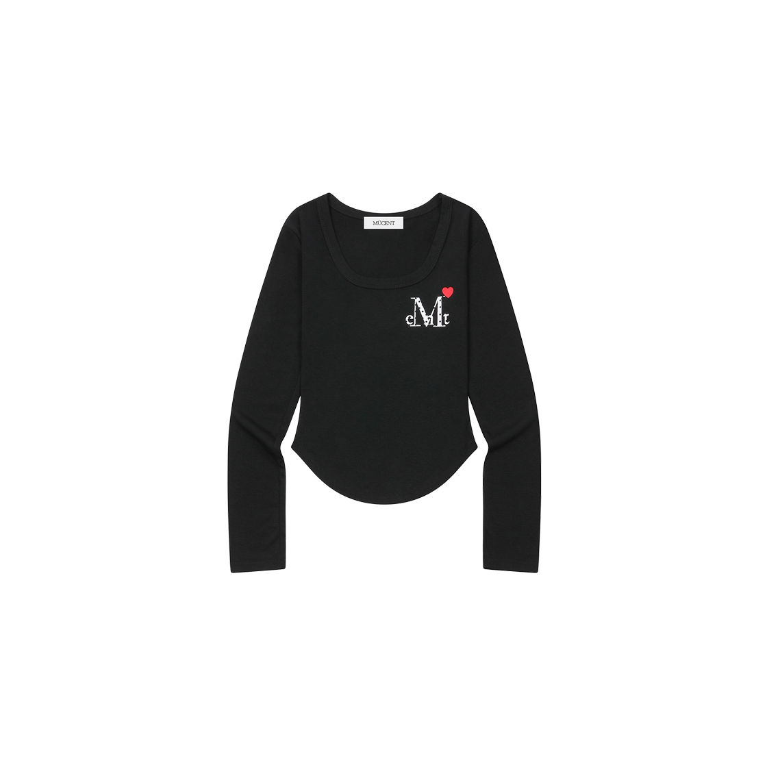 P0000BKP MUCENT Lovrits Mini Heart Logo U-Neck Long Sleeve T (4Color) Black