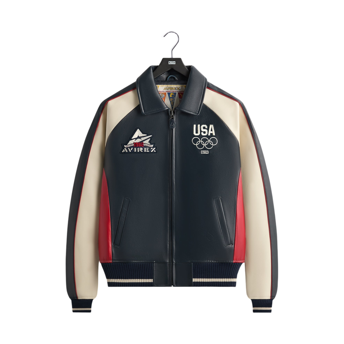 CE44KIF251064 Kith & AVIREX for Team USA Leather Bomber Jacket Navy