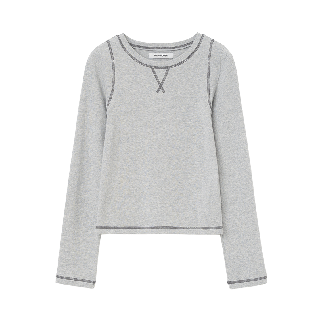 MW279MGR MILLO WOMEN Soft Long Sleeve T-Shirt Melange Gray