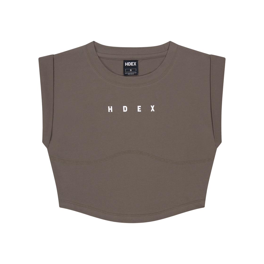 에이치덱스 마일드 롤업 크롭 슬리브리스 토프