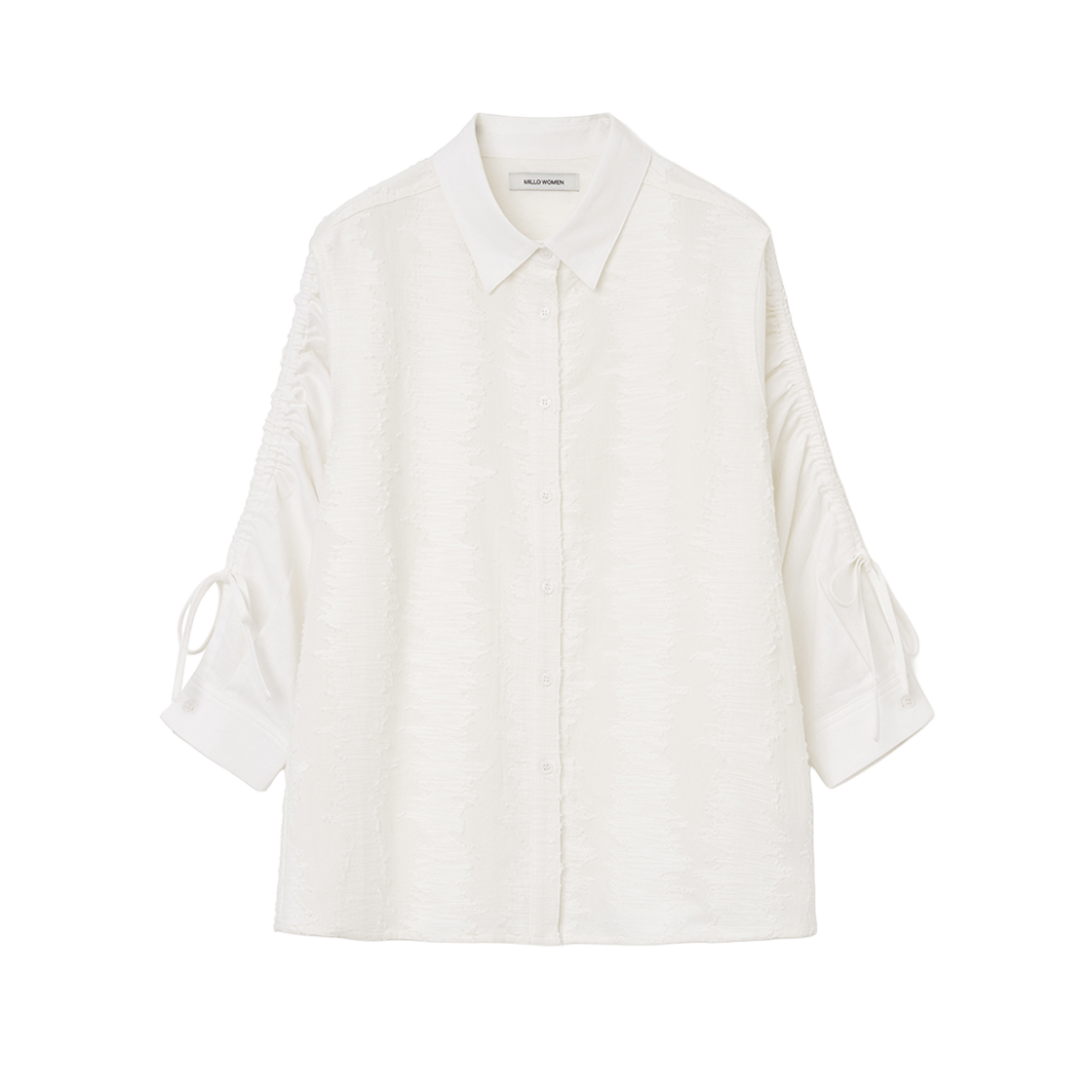 MW272IVR MILLO WOMEN Textured Curved Strap Shirt Ivory