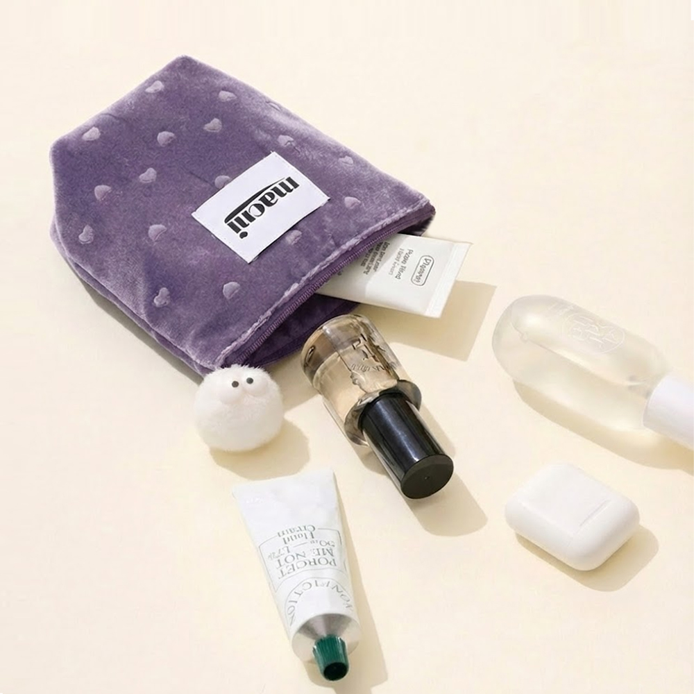 마크니 하트 벨벳 스탠디 파우치 라벤더(MACNI Heart Velvet Standy Pouch Lavender) - 2