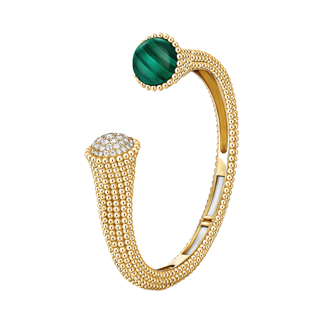VCARP27100 Van Cleef & Arpels Perlee Couleurs Bracelet Medium Model 18K Yellow Gold Diamond Malachite