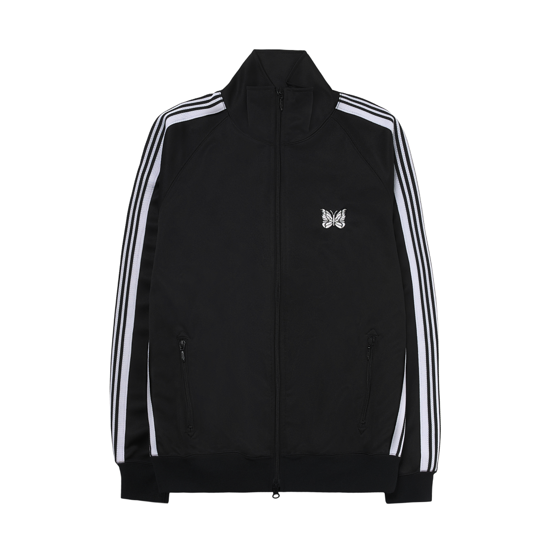 니들스 트랙 자켓 폴리 스무스 블랙 화이트(Needles Track Jacket Poly Smooth Black White)