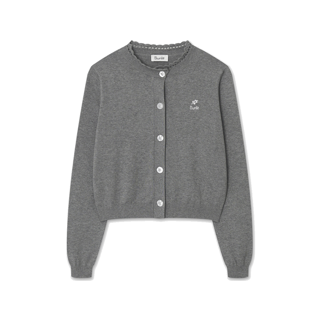 SFWKN2507 SUNLIT Frill Knit Cardigan Charcoal