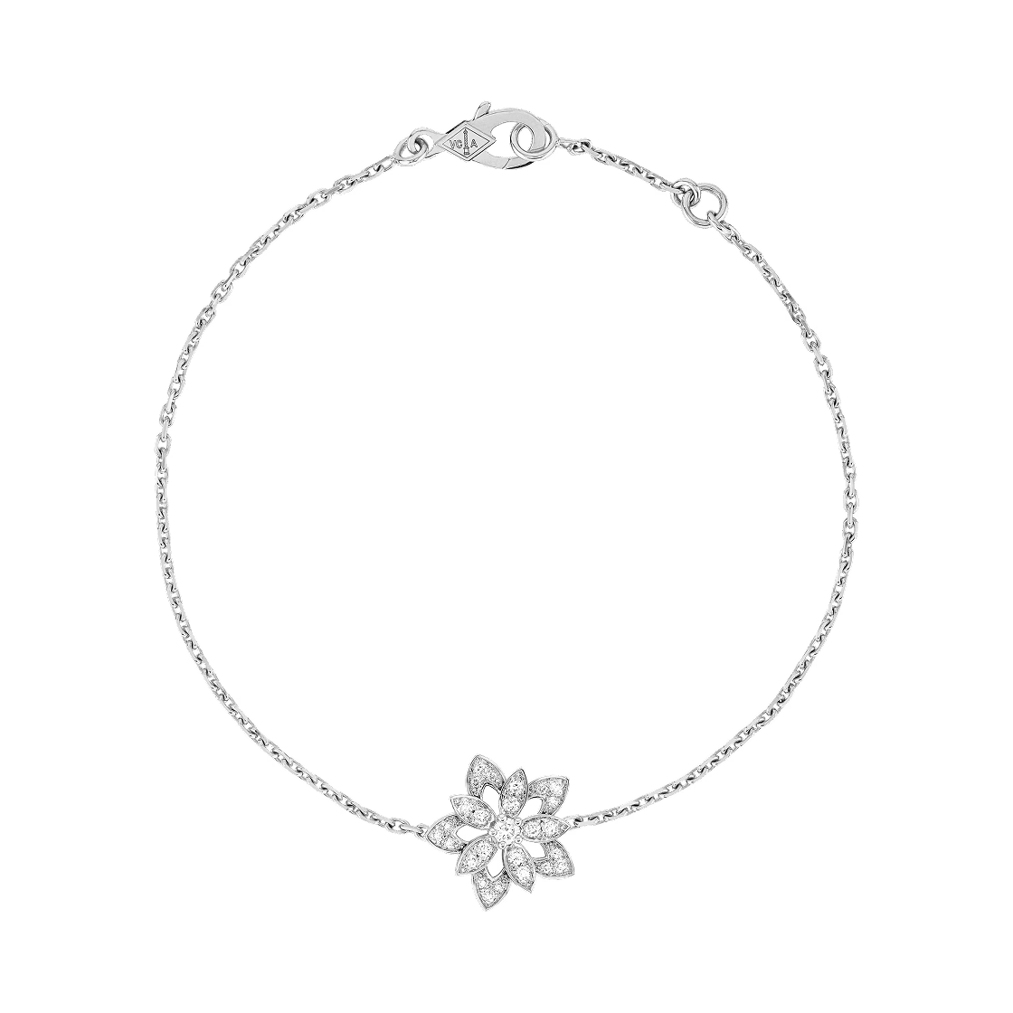 반 클리프 & 아펠 로터스 오픈워크 브레이슬릿 미니 모델 18K 화이트 골드 다이아몬드(Van Cleef & Arpels Lotus Openwork Bracelet Mini Model 18K White Gold Diamond) - 1