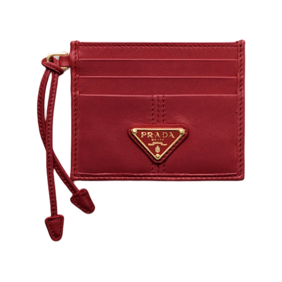 1MC025-2CYR-F0011 Prada Leather Card Holder Red