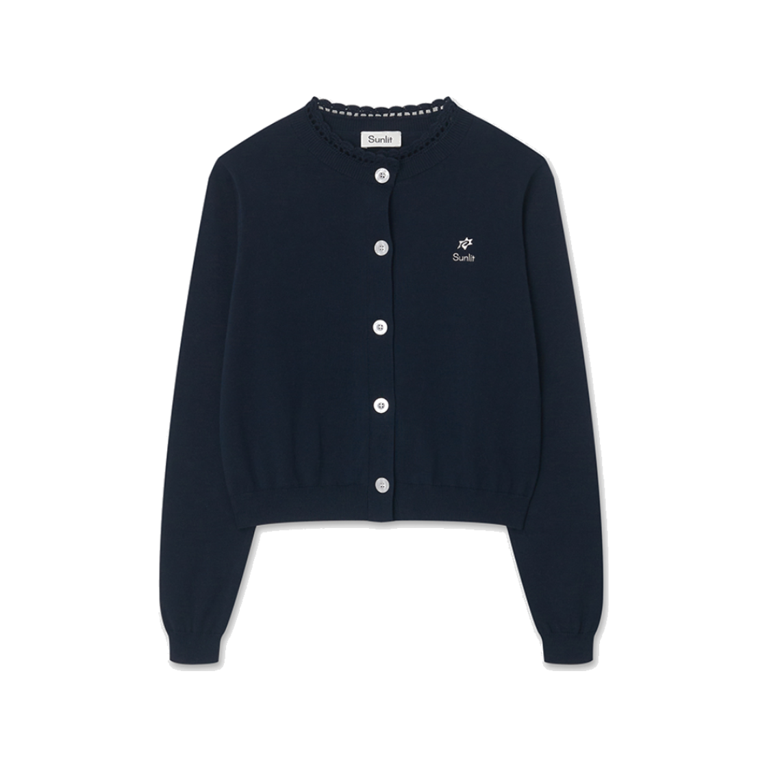 SFWKN2507 SUNLIT Frill Knit Cardigan Dark Navy