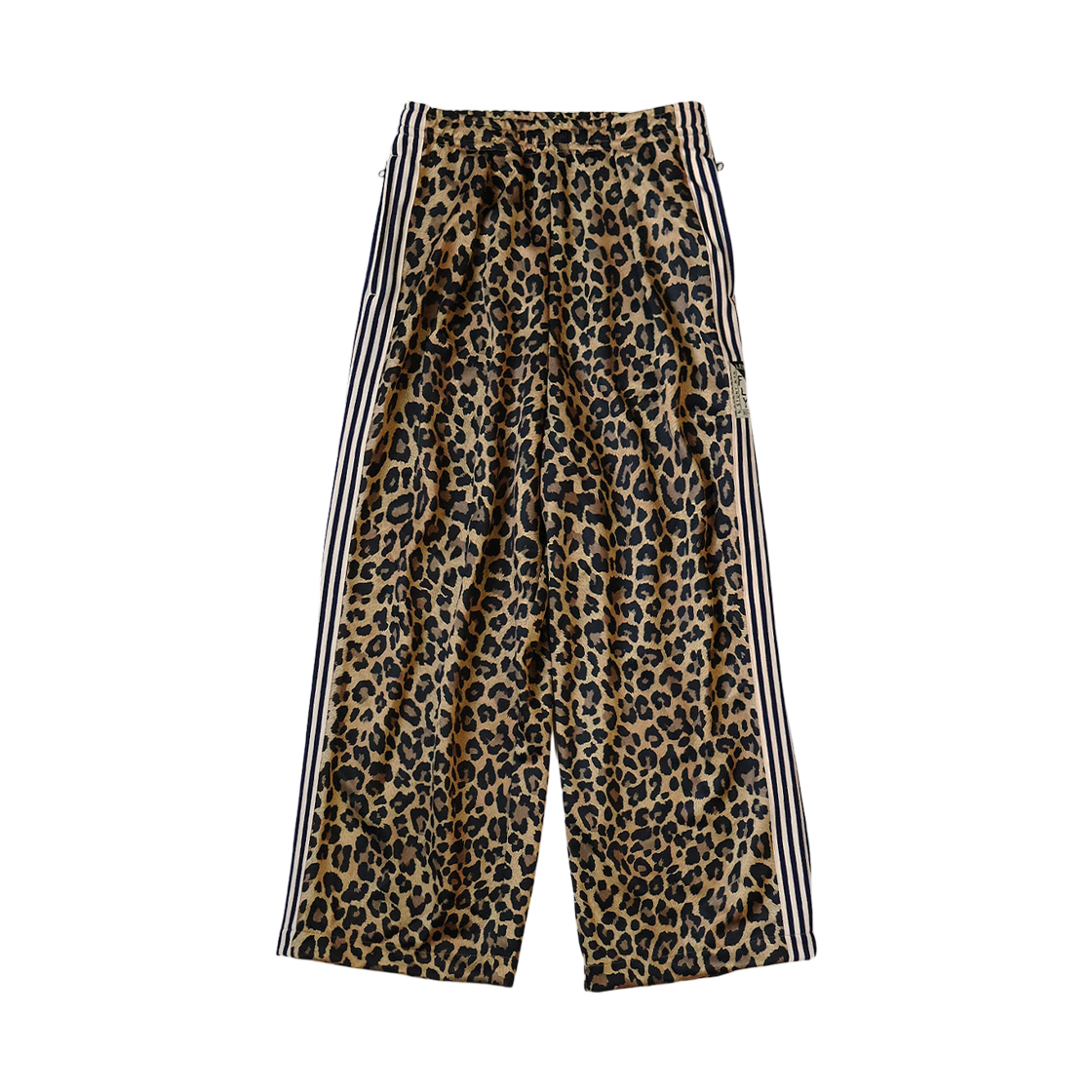 EK-1844 Kapital Stuntman & Woman Baggy Track Pants In Smooth Jersey Leopard Print Brown