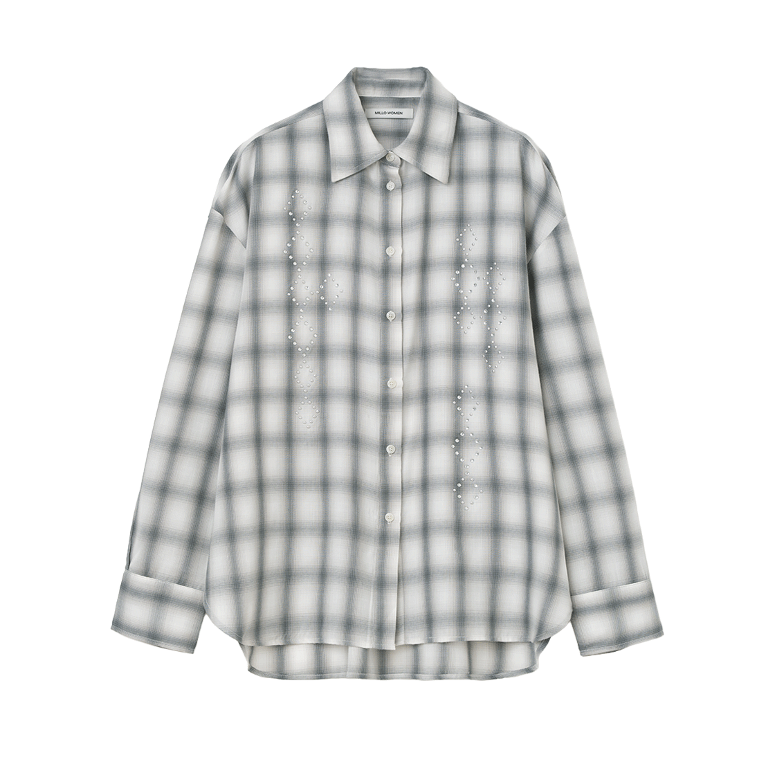 MW271ECR MILLO WOMEN Shadow Check Oversized Shirts Ecru
