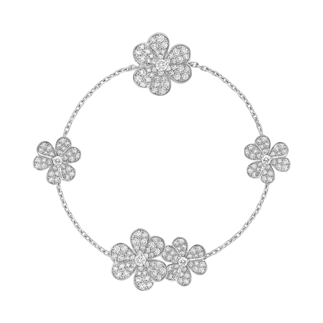 VCARP6L700 Van Cleef & Arpels Frivole Bracelet 5 Flowers 18K White Gold Diamond