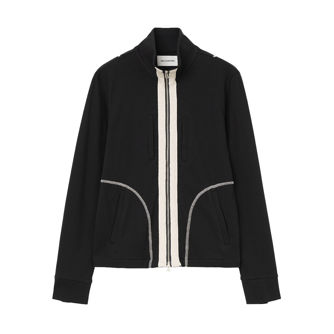 MW270BLK MILLO WOMEN Stitch Jersey Zip Up Black