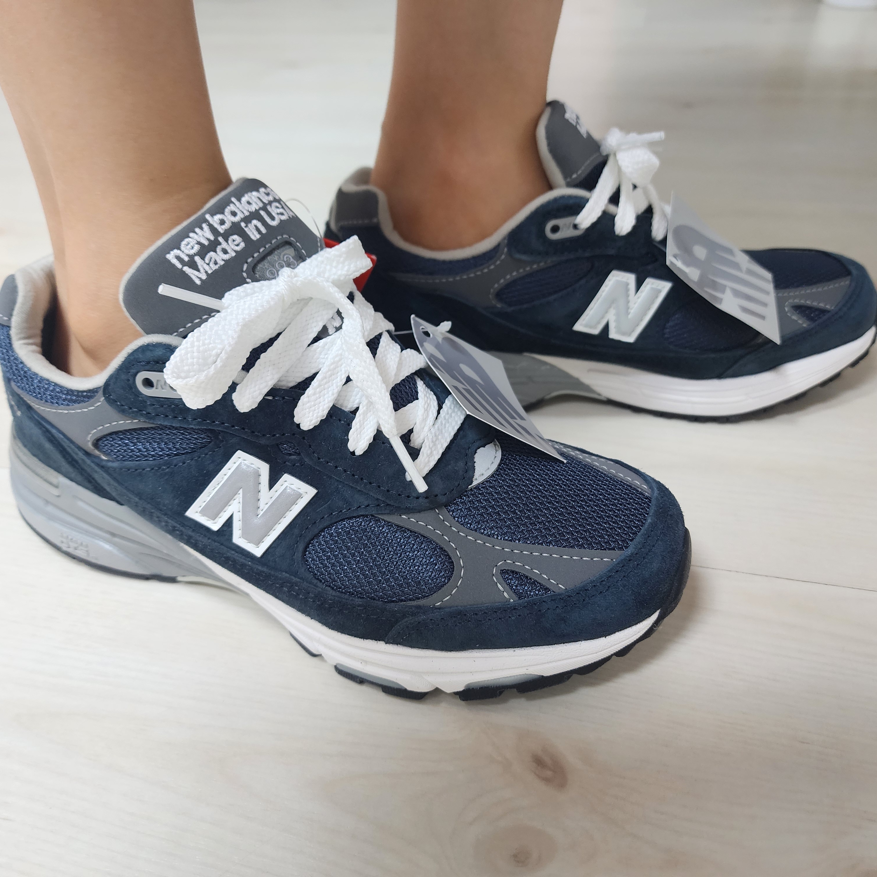 (W) New Balance 993 Made in USA Navy - B Standard 착용 스타일 - 1