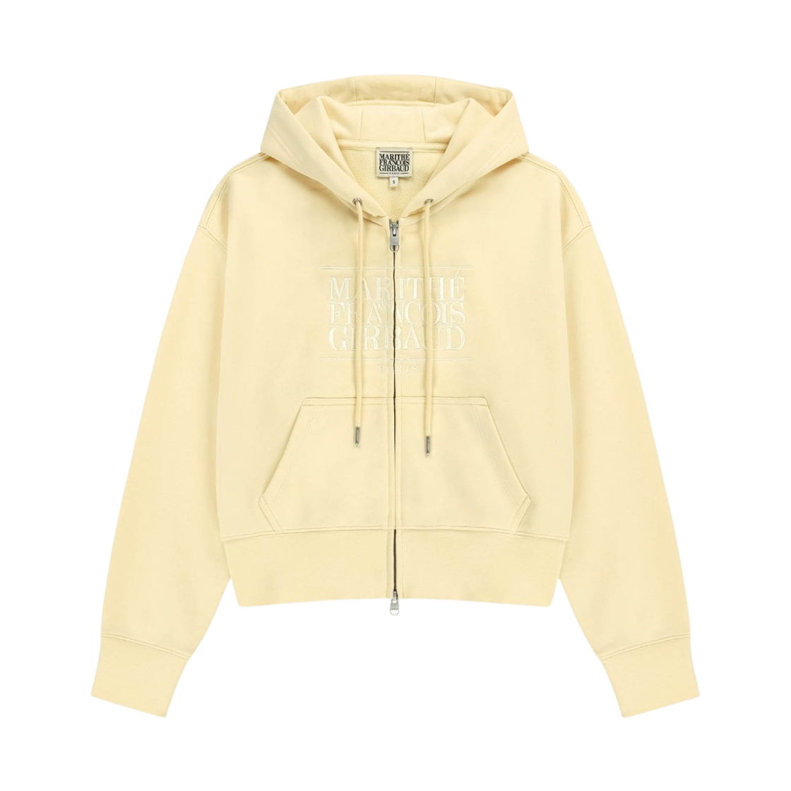 - (W) Marithe Francois Girbaud Classic Logo Crop Hoodie Zip Up Butter