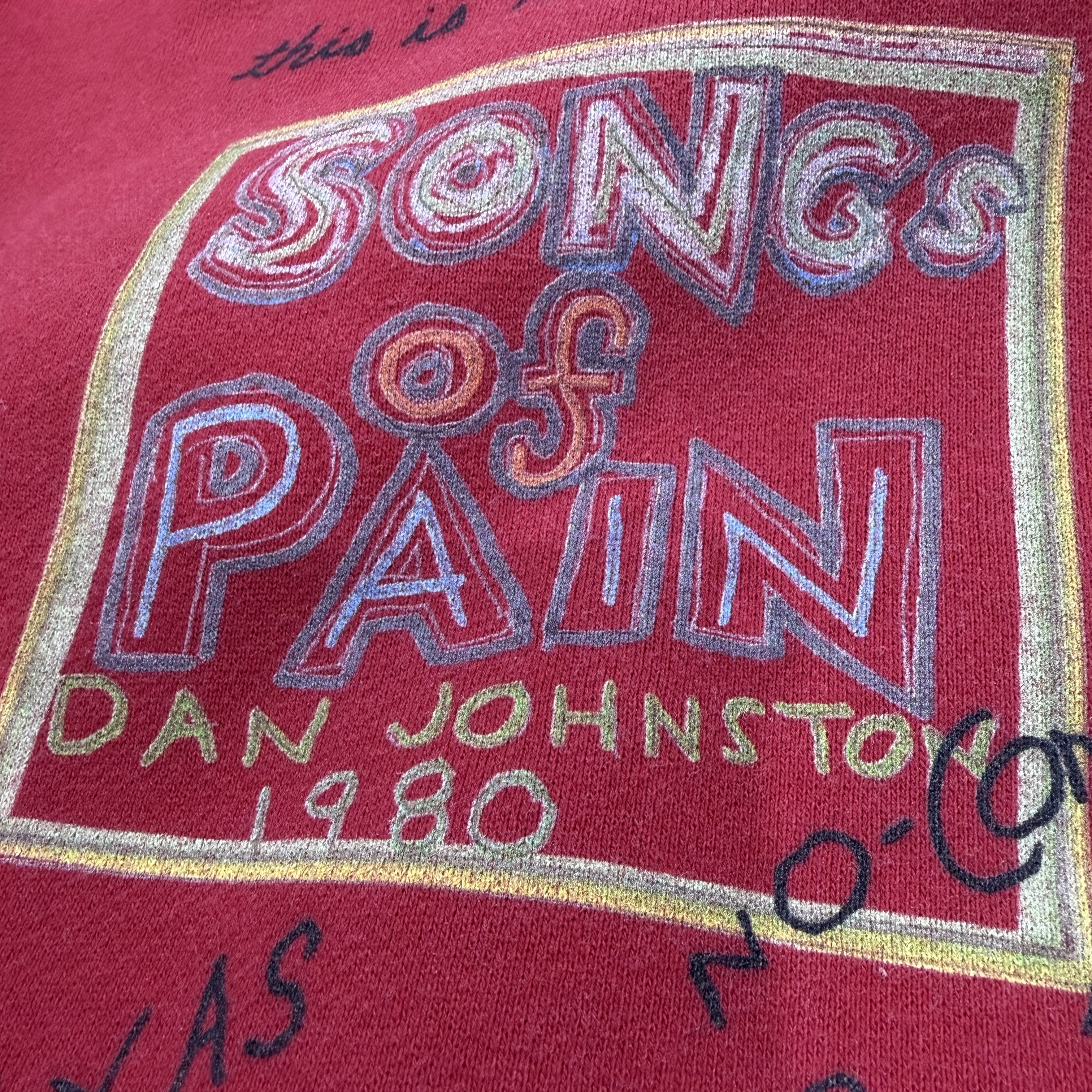 Thisisneverthat x Daniel Johnston Songs of Pain Faded Zip Up Hoodie Red 착용 스타일 - 2