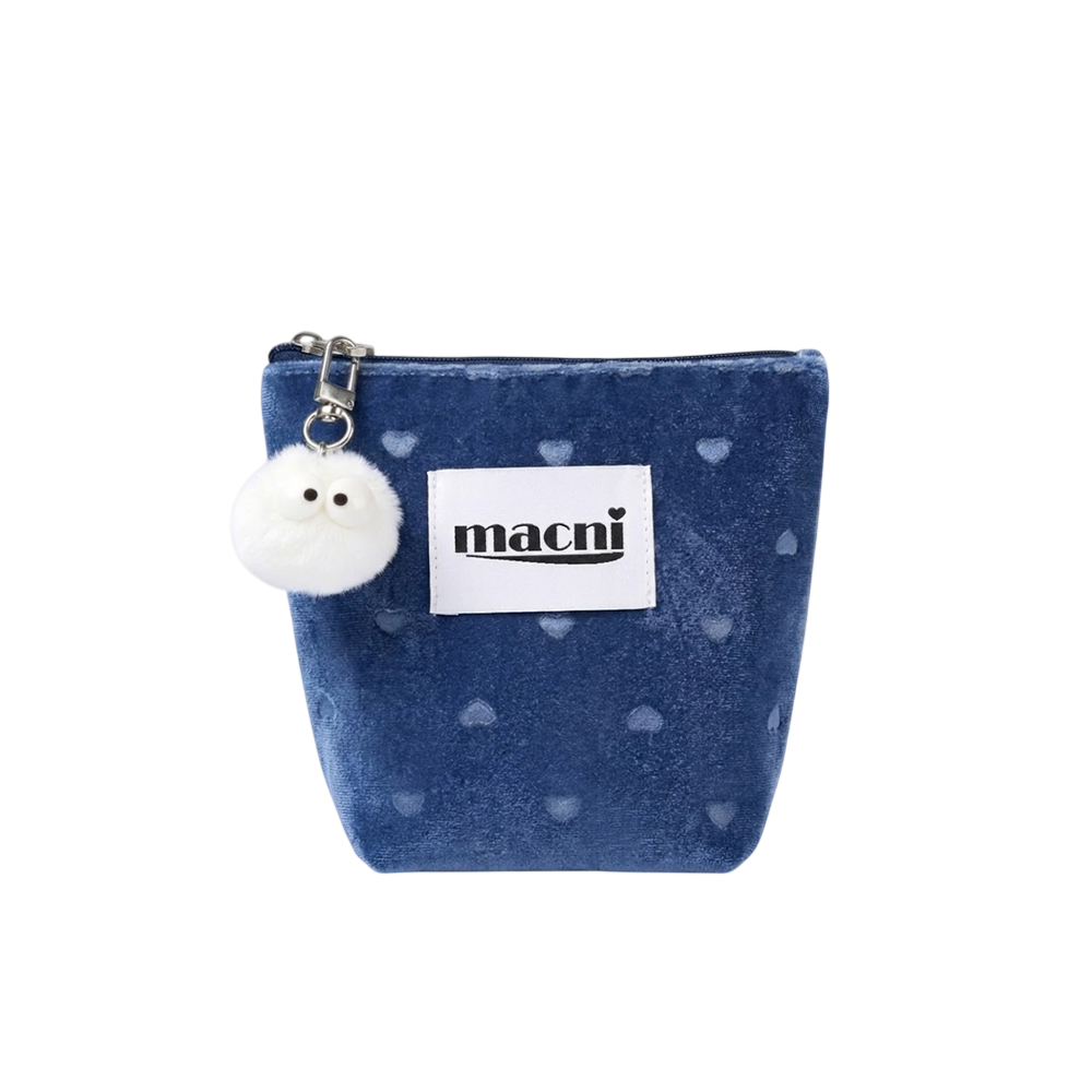 마크니 하트 벨벳 스탠디 파우치 블루(MACNI Heart Velvet Standy Pouch Blue)