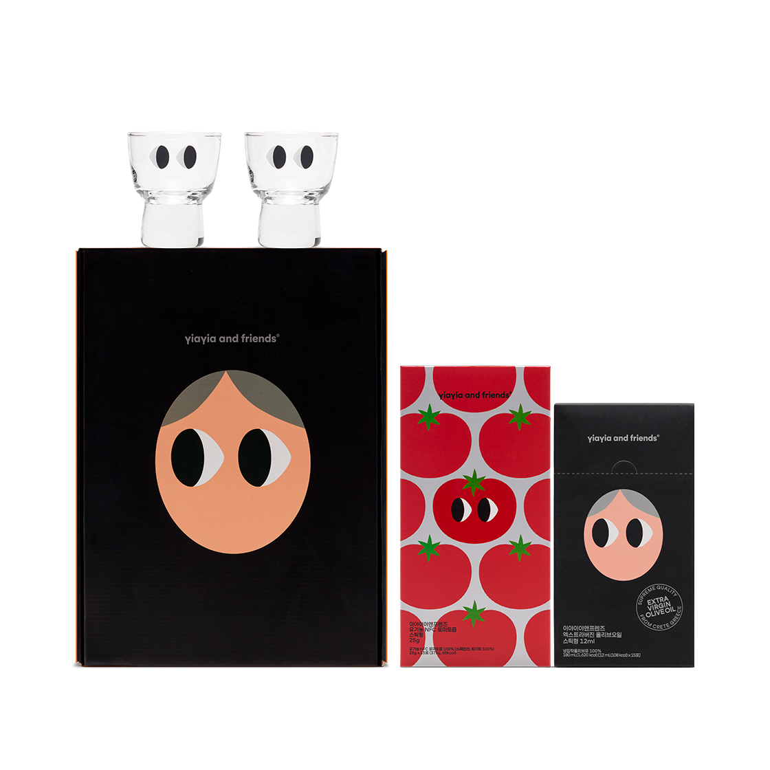 이야이야앤프렌즈 스틱 2종 & 샷잔세트 (오일+토마토)(Yiayia and friends 2 Sticks & Shot Glass Set (Oil +Tomato))
