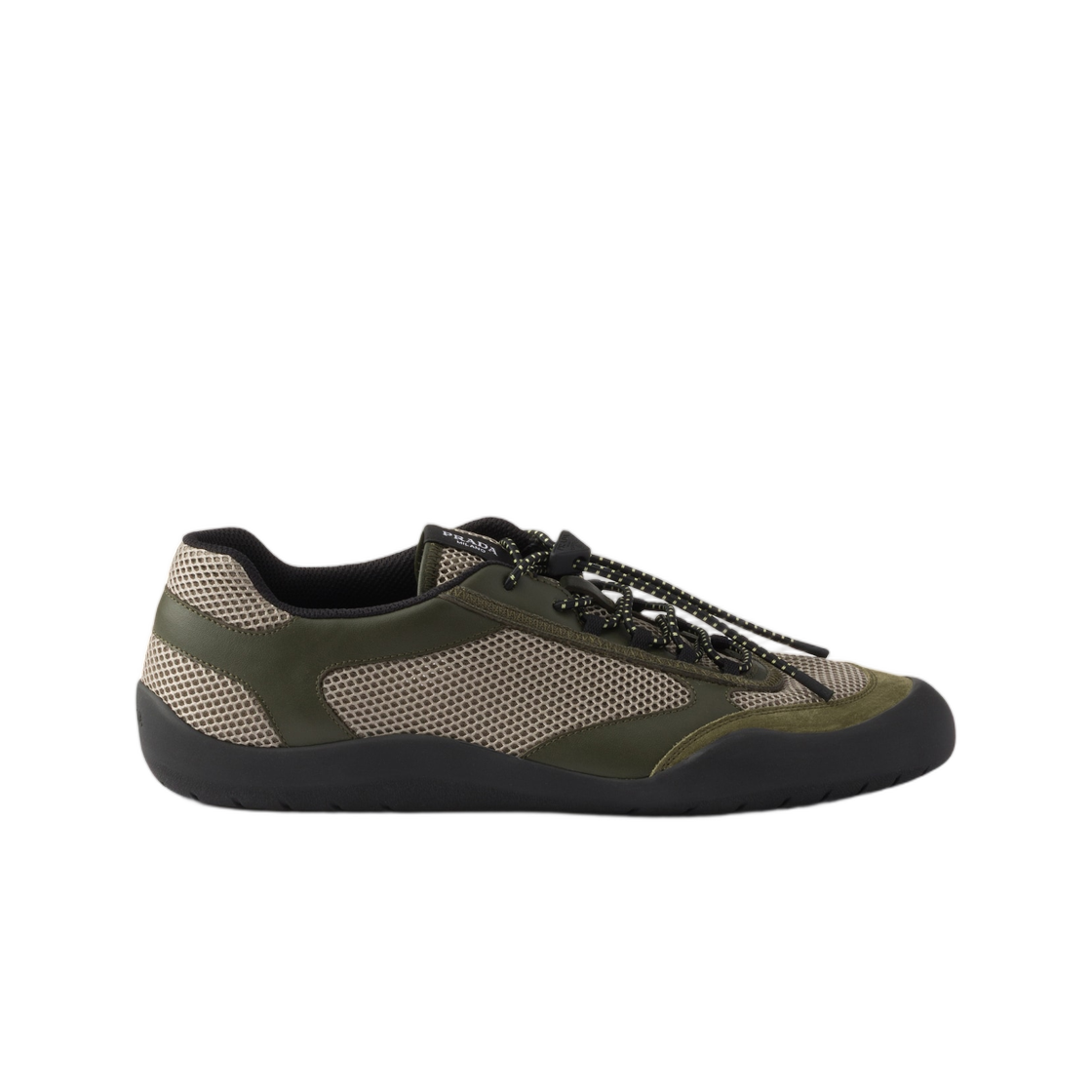 2EE468-3ZM0-F0161 Prada Speedrock Leather and Mesh Fabric Sneakers Military Green