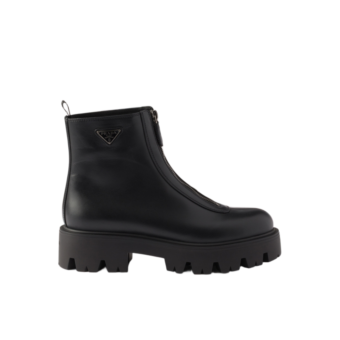 (W) 프라다 레더 지퍼 부티 블랙((W) Prada Leather Zipper Booties Black) - 1