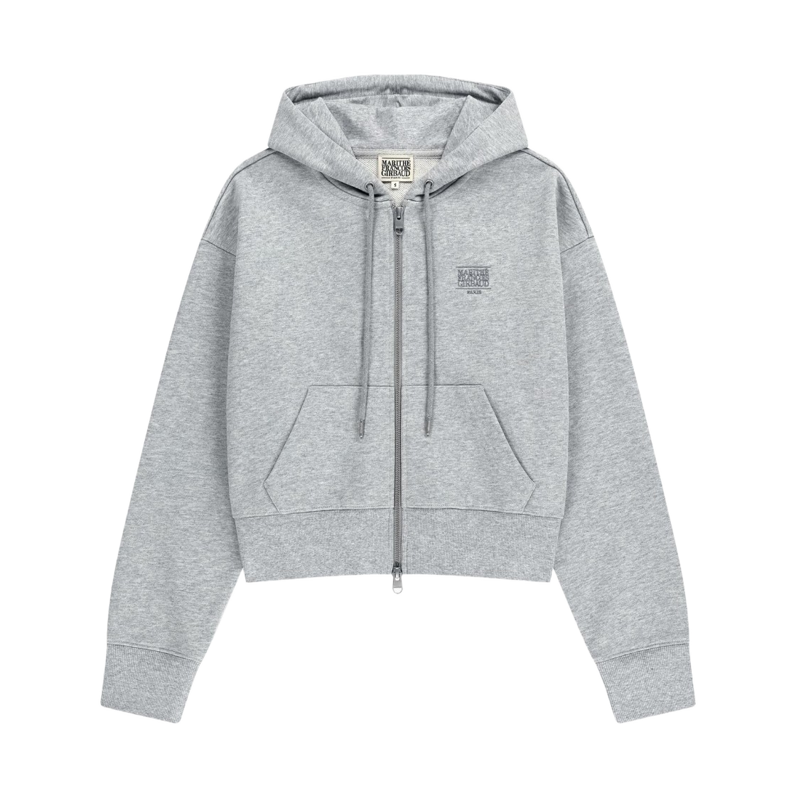 (W) 마리떼 프랑소와 저버 백 클래식 로고 크롭 후드 집업 헤더 그레이((W) Marithe Francois Girbaud Back Classic Logo Crop Hoodie Zip Up Heather Gray) - 1