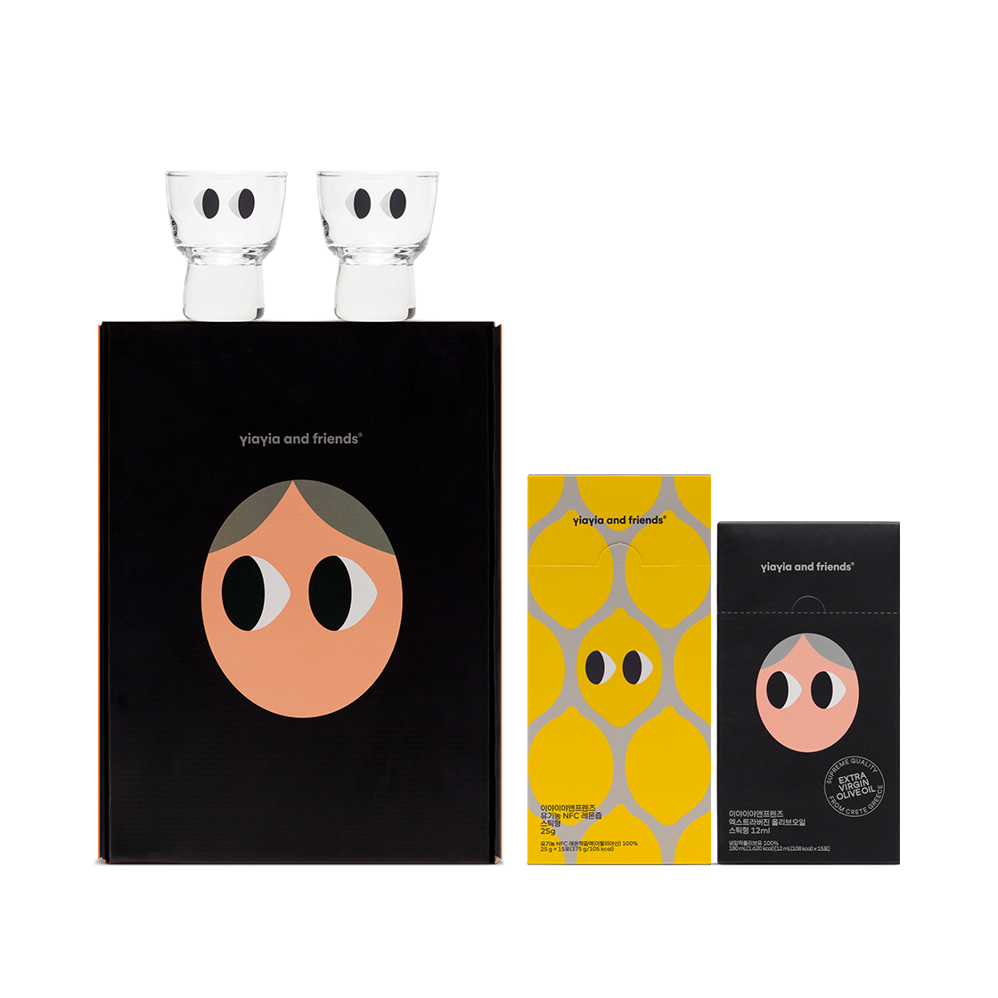 스틱 2종 & 샷잔세트 (오일+레몬) Yiayia and friends 2 Sticks & Shot Glass Set Oil +Llemon