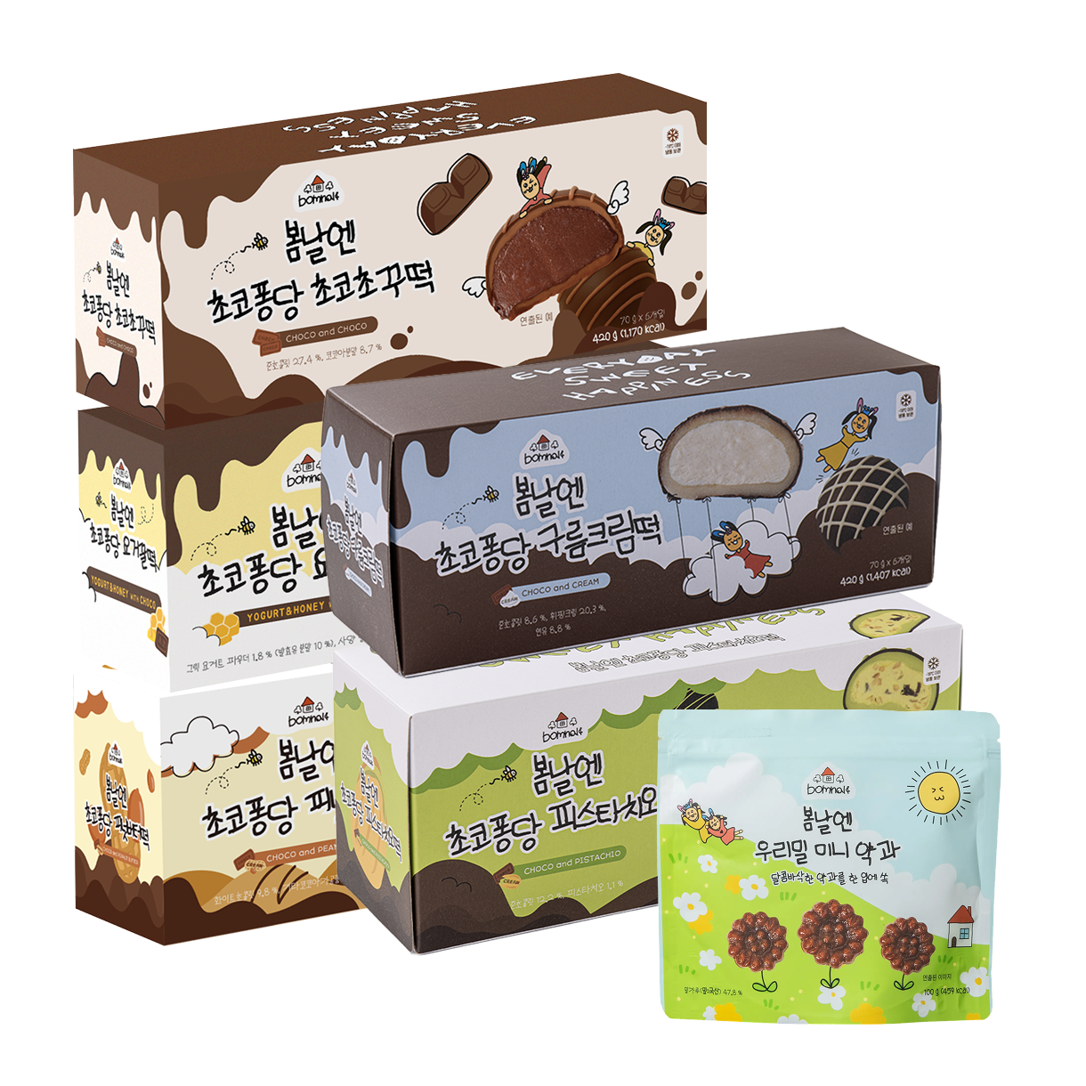 봄날엔 초코 퐁당 떡 2종 골라담기 + 미니 약과 100g 간식세트