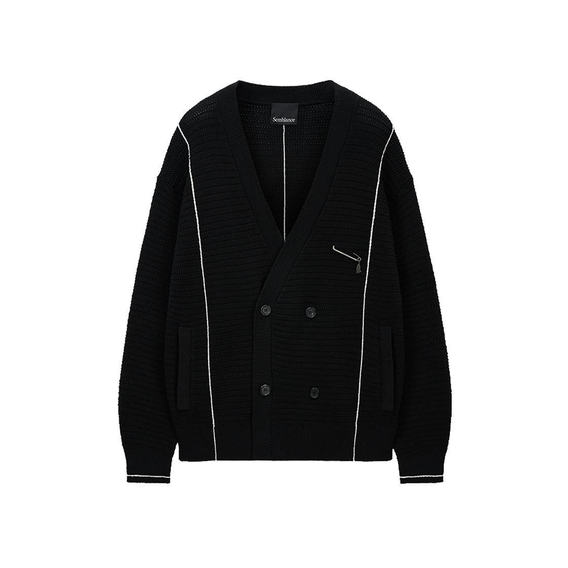 지오송지오 셈블런스 더블브레스트 가디건 블랙 ZI2KT810BK