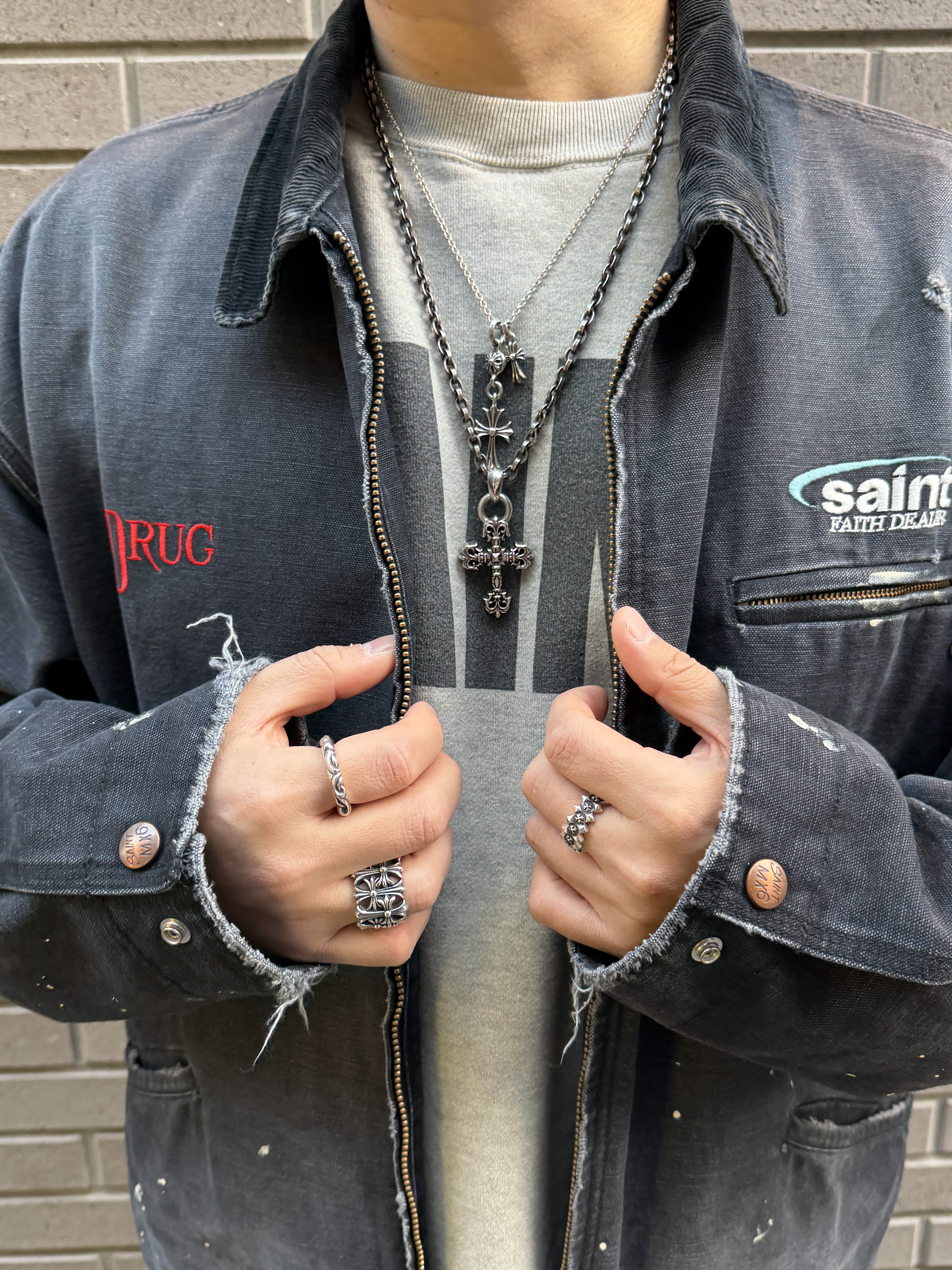 Saint Mxxxxxx Detroit Jacket Black - 25SS, Chrome Hearts CH Trucker Hat Black - Honolulu Exclusive 착용 스타일 - 3