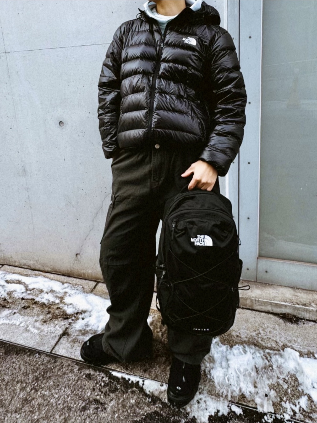 The North Face Matier EX RDS Down Hoodie Black, The North Face Jester Air 27 Black - 25FW 착용 스타일 - 6