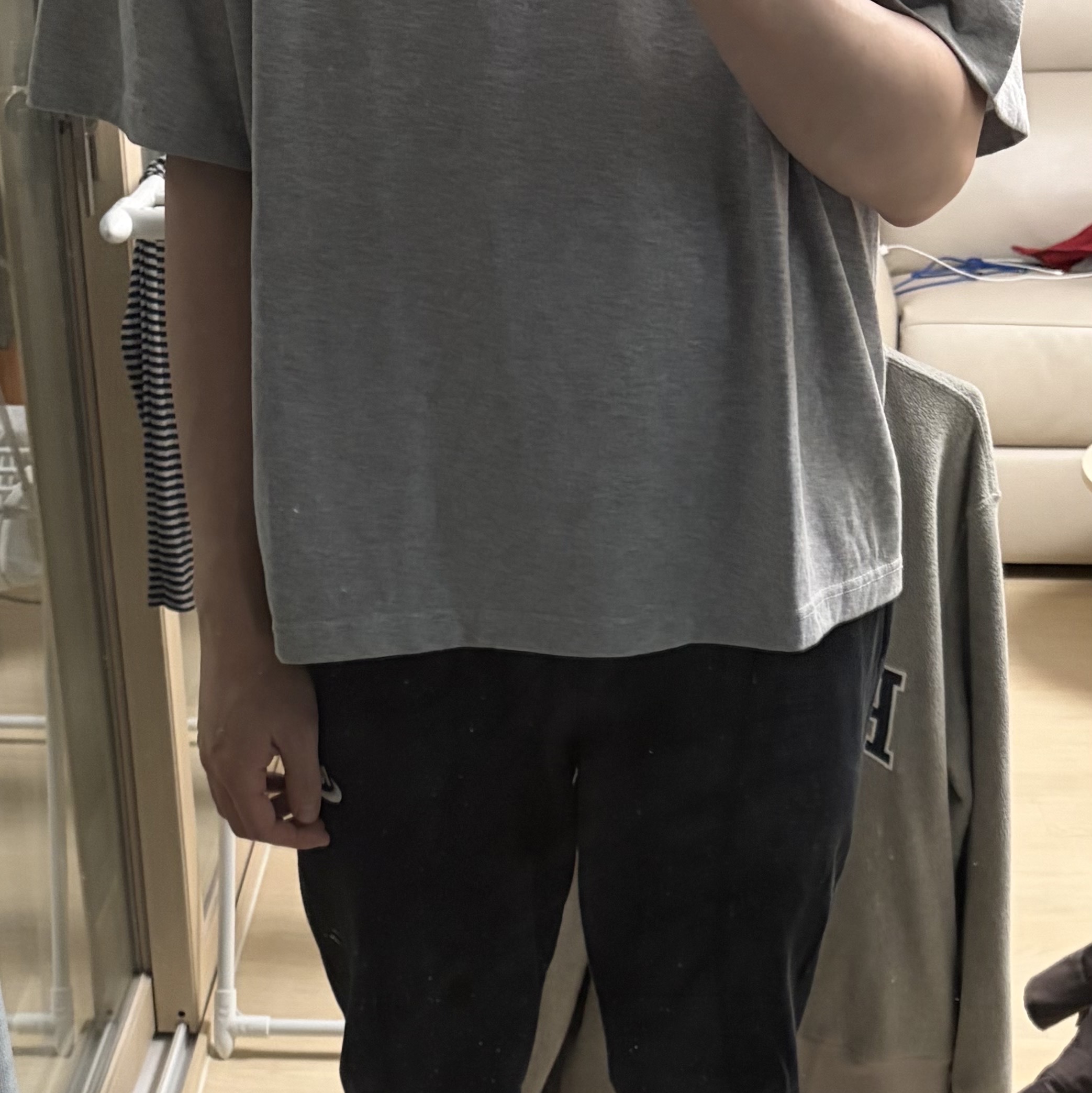 Zara x Champion Patch T-Shirt Blue Marl 착용 스타일 - 2
