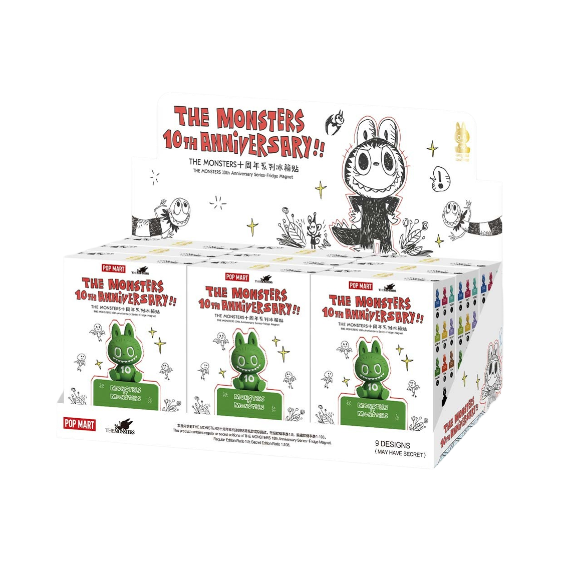 팝마트 더 몬스터즈 10주년 시리즈 마그넷 미개봉 랜덤박스 (9개입)(Pop Mart The Monsters 10th Anniversary Series Fridge Magnet Sealed Case (9 Blind Boxes)) - 1