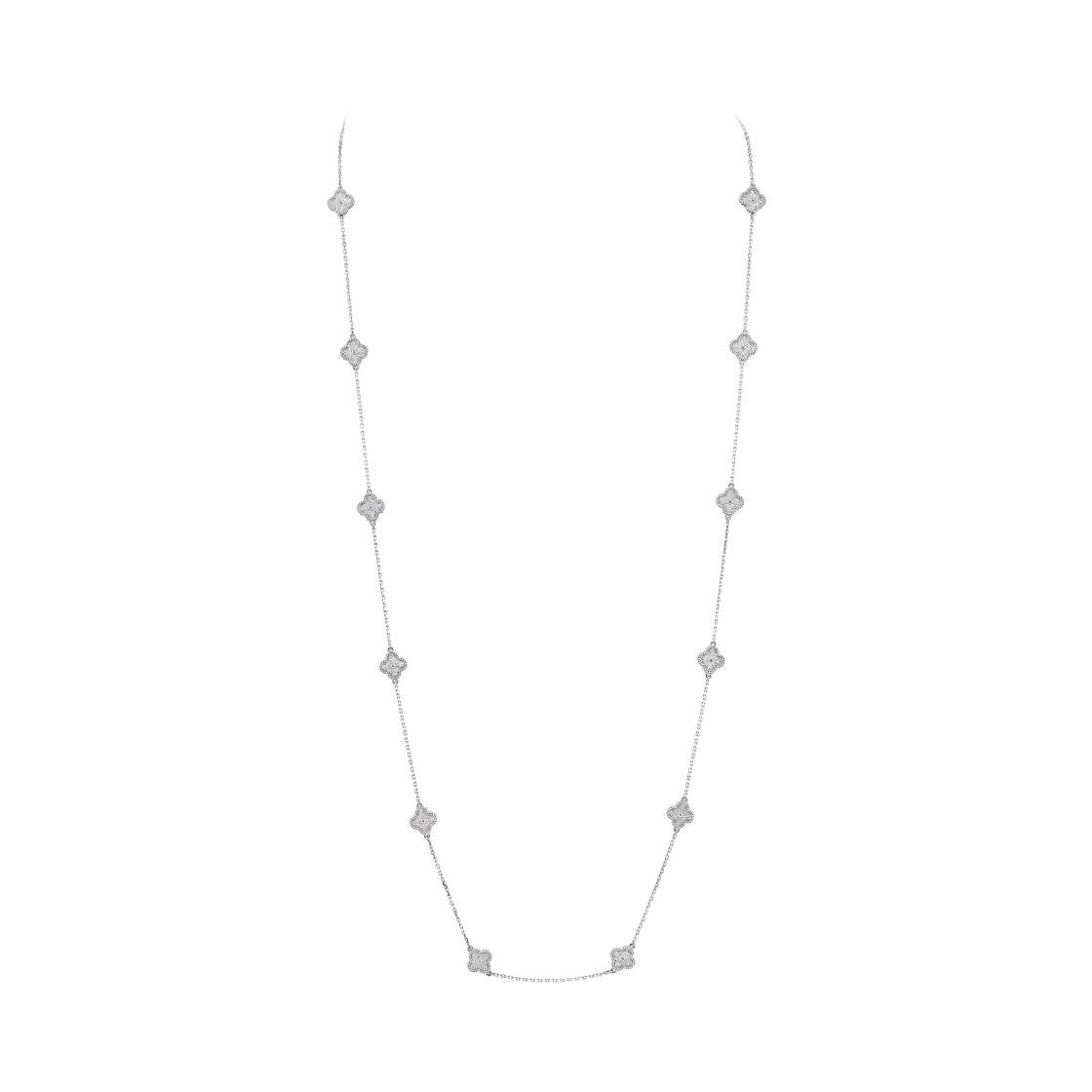 VCARO85A00 Van Cleef & Arpels Sweet Alhambra Long Necklace 16 Motifs 18K White Gold Diamond