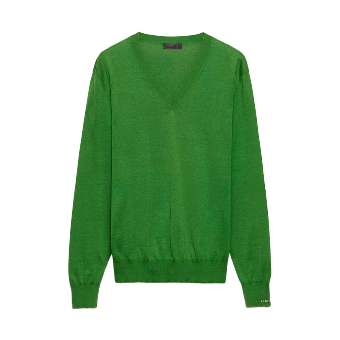 UMF211-1813-F0089 Prada Cotton V-Neck Sweater Green