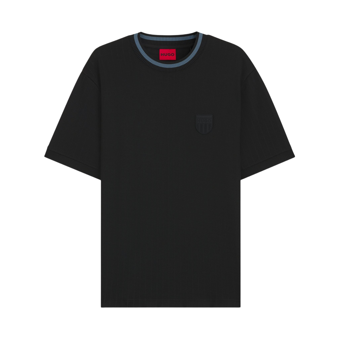 50553453-001 Hugo Boss Cotton Blend T-Shirt with Drop-Needle Stripe Black