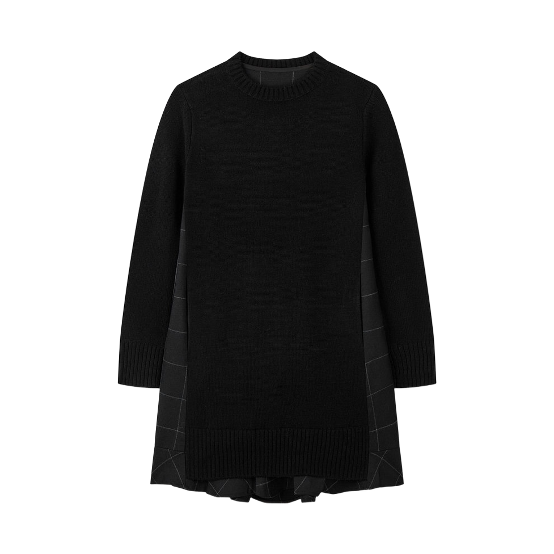 (W) 사카이 윈도우페인 니트 드레스 블랙((W) Sacai Windowpane Knit Dress Black)