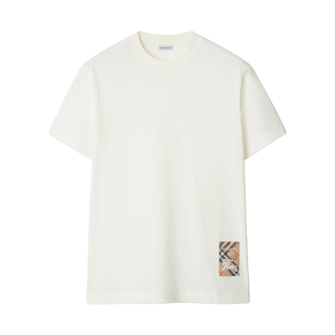 8102254 Burberry Check Label Cotton T-Shirt Chalk White