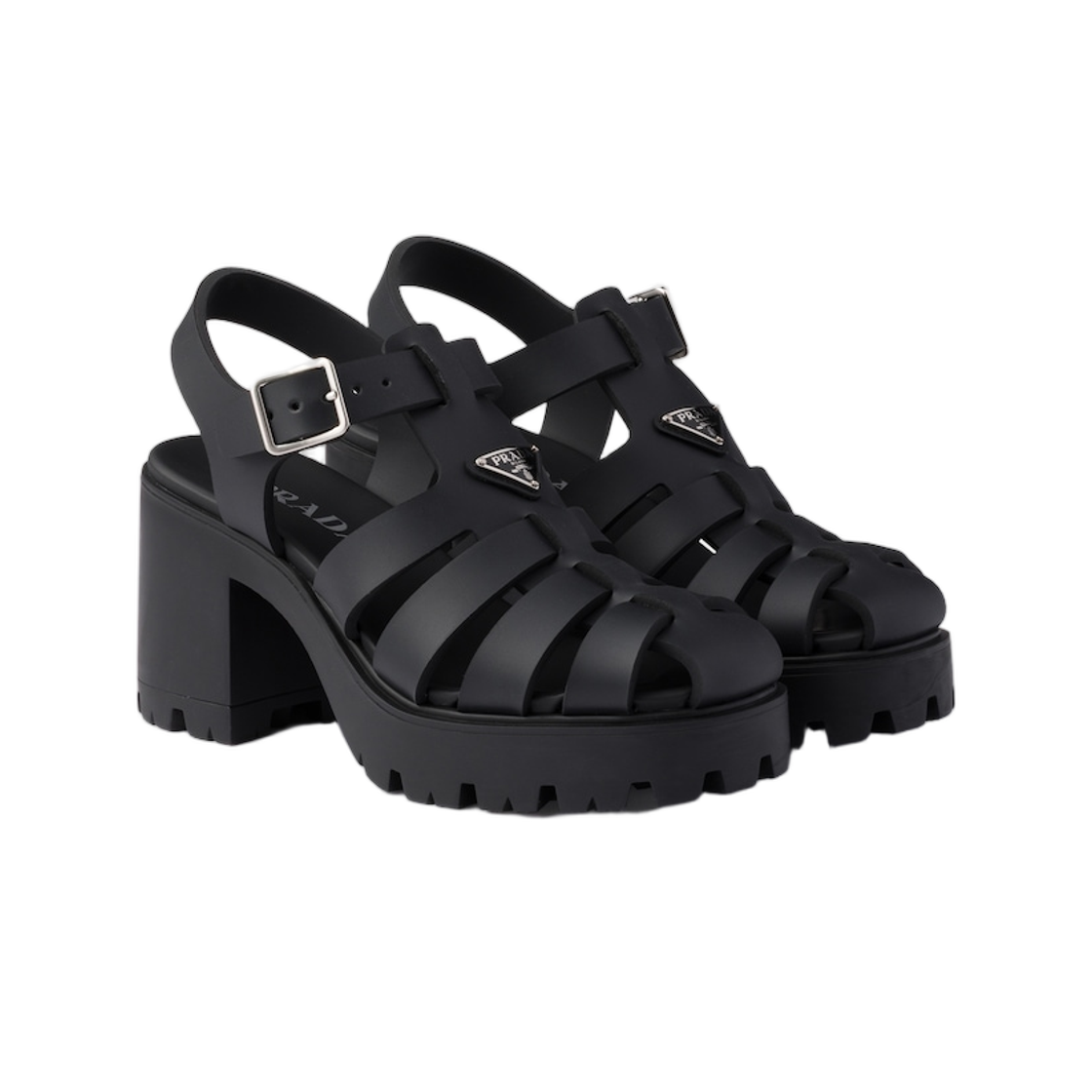 (W) 프라다 러버 플랫폼 샌들 블랙((W) Prada Rubber Platform Sandals Black) - 2