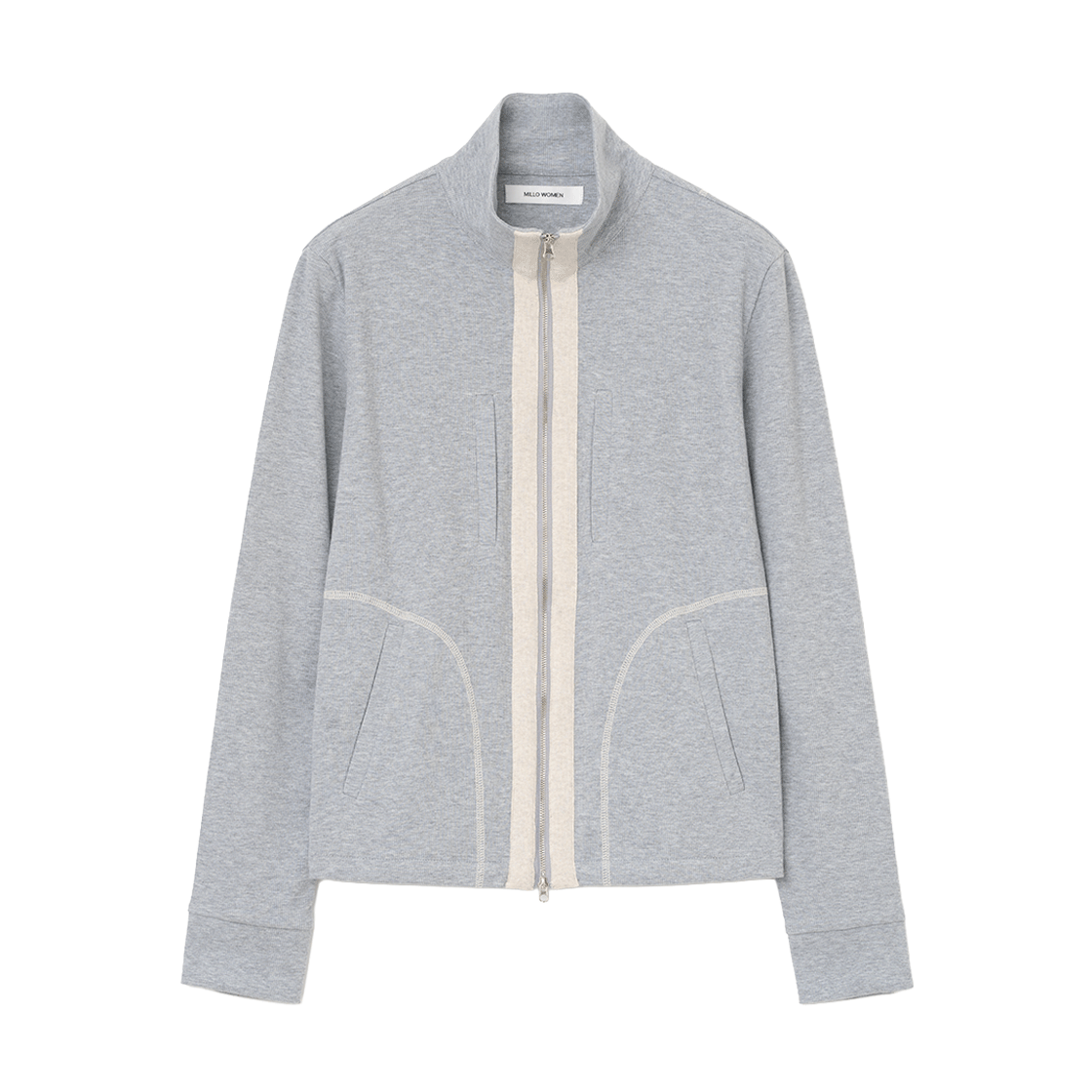 MW270MGR MILLO WOMEN Stitch Jersey Zip Up Melange Gray