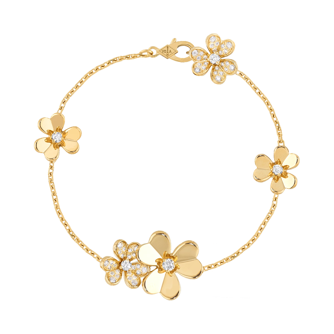 VCARP3W400 Van Cleef & Arpels Frivole Bracelet 5 Flowers 18K Yellow Gold Diamond