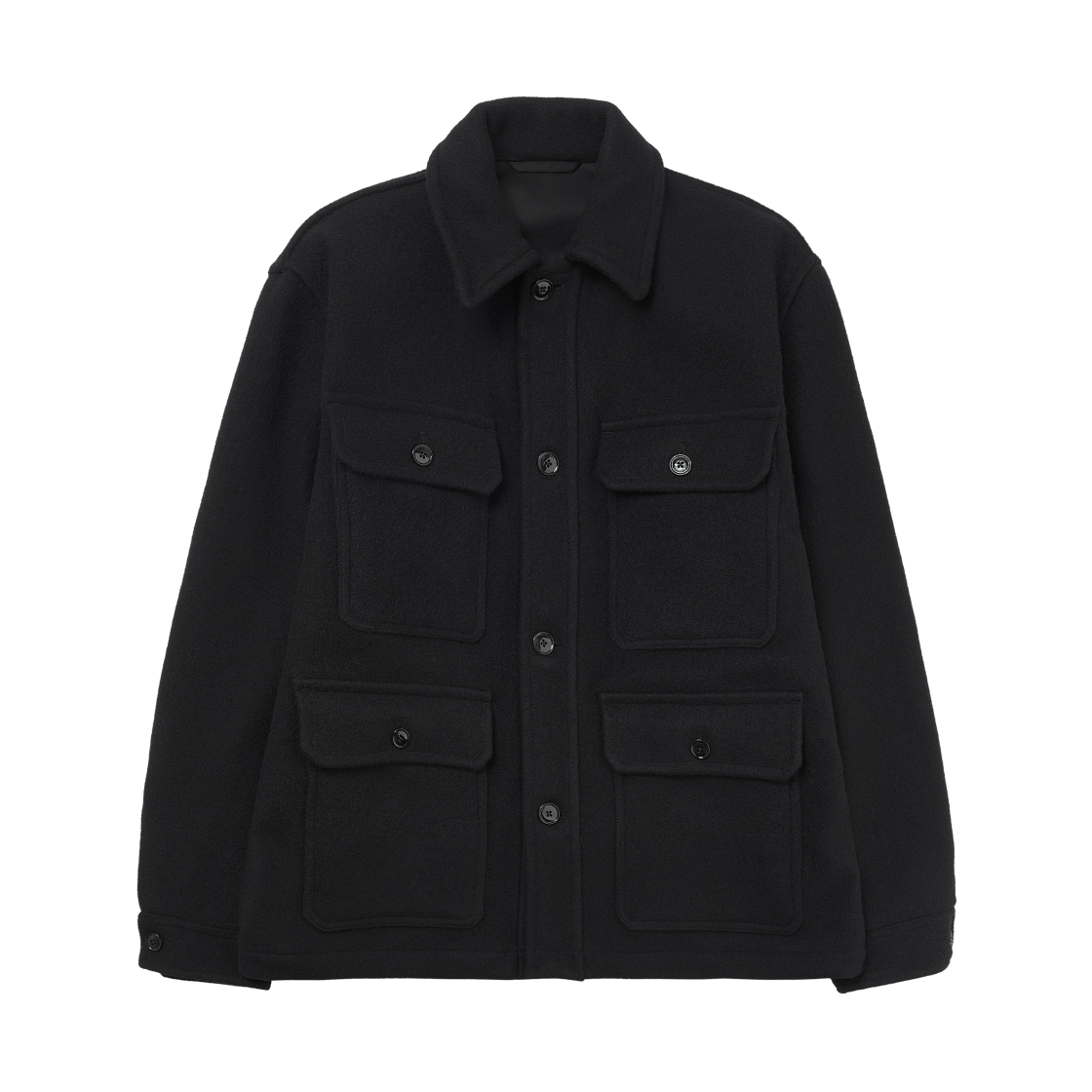OW322-LF615-999 Lemaire Caban Wool Hunting Jacket Black