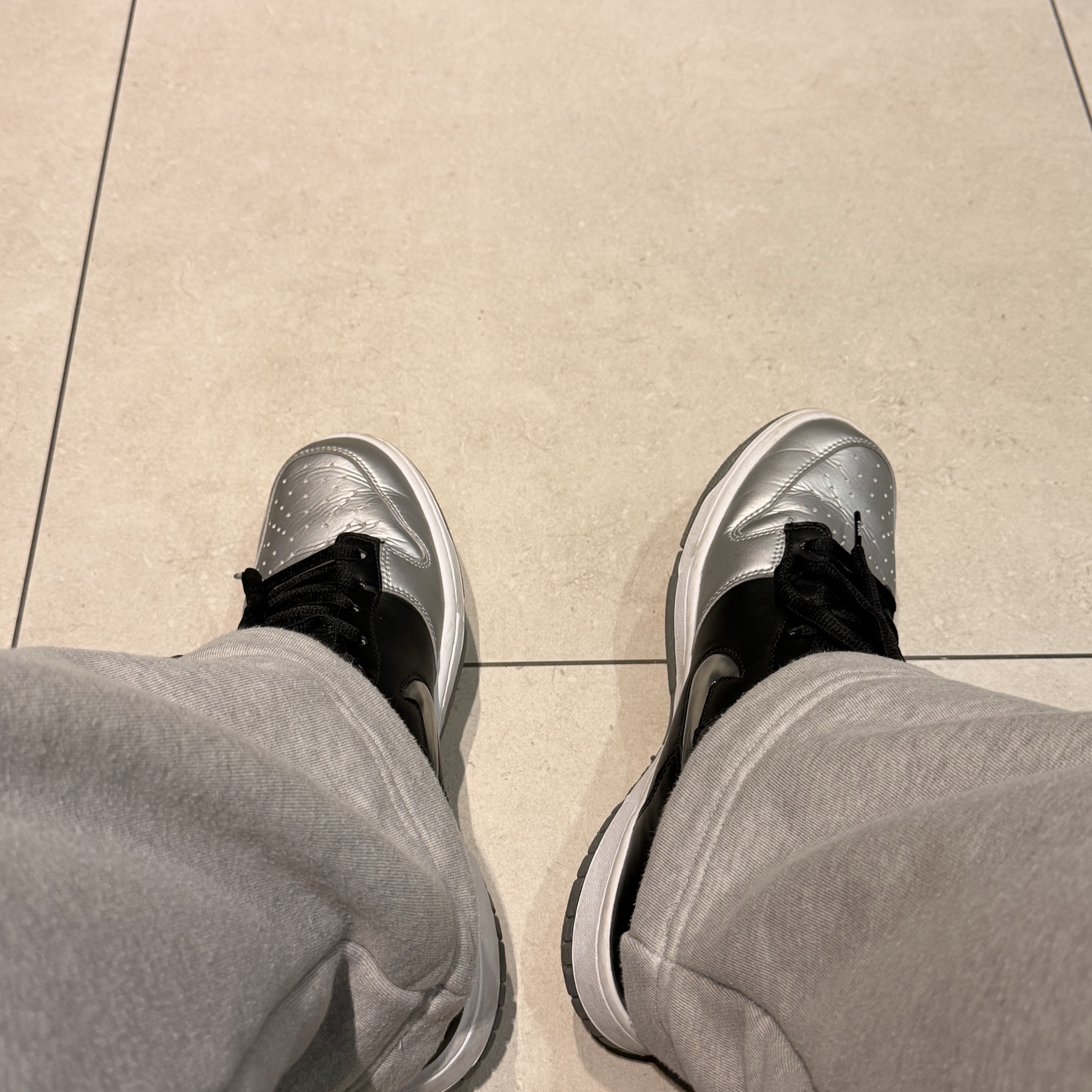 Nike x Supreme SB Dunk Low Jewel Swoosh Silver 착용 스타일