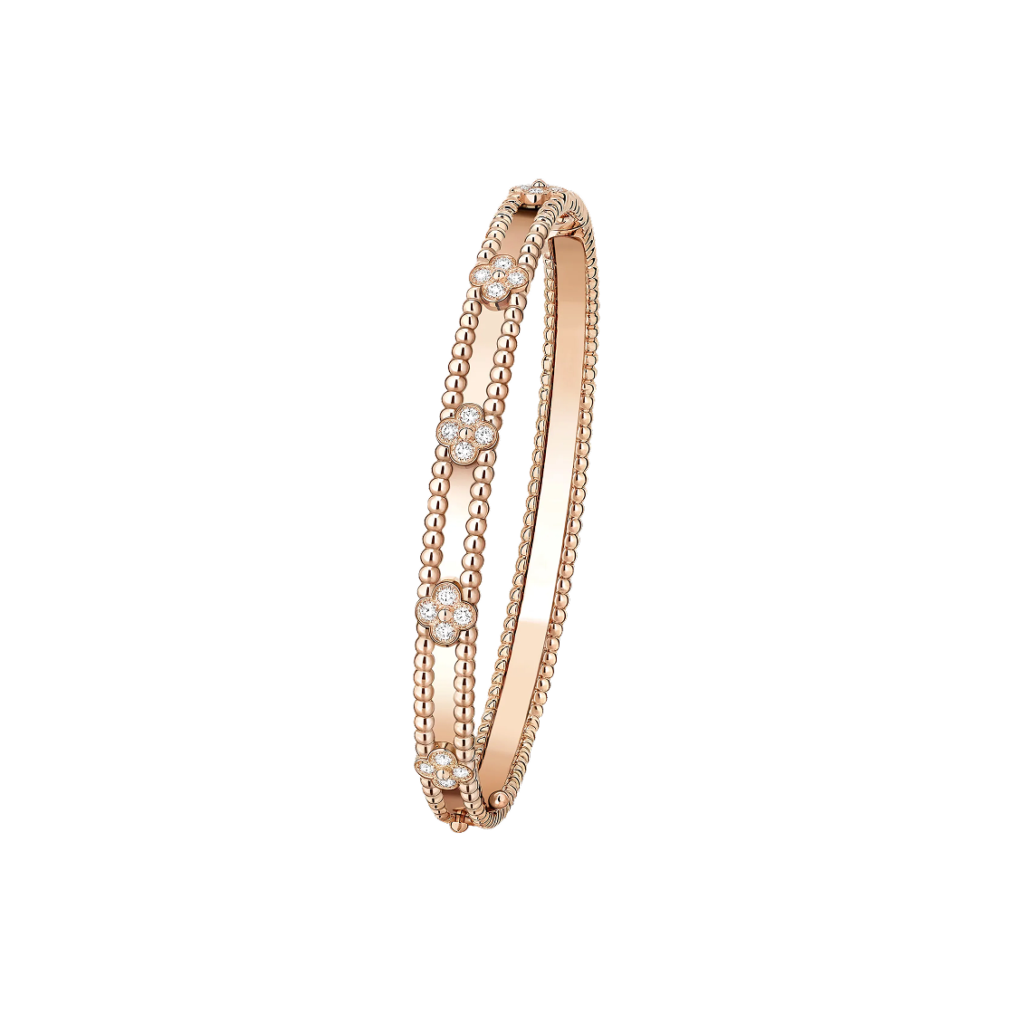 VCARP6X200 Van Cleef & Arpels Perlee Sweet Clovers Bracelet Medium Model 18K Rose Gold Diamond