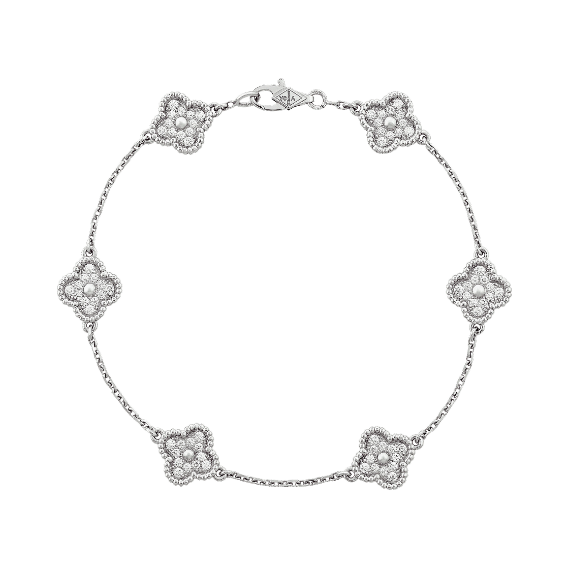 반 클리프 & 아펠 스위트 알함브라 브레이슬릿 6 모티브 18K 화이트 골드 다이아몬드(Van Cleef & Arpels Sweet Alhambra Bracelet 6 Motifs 18K White Gold Diamond)